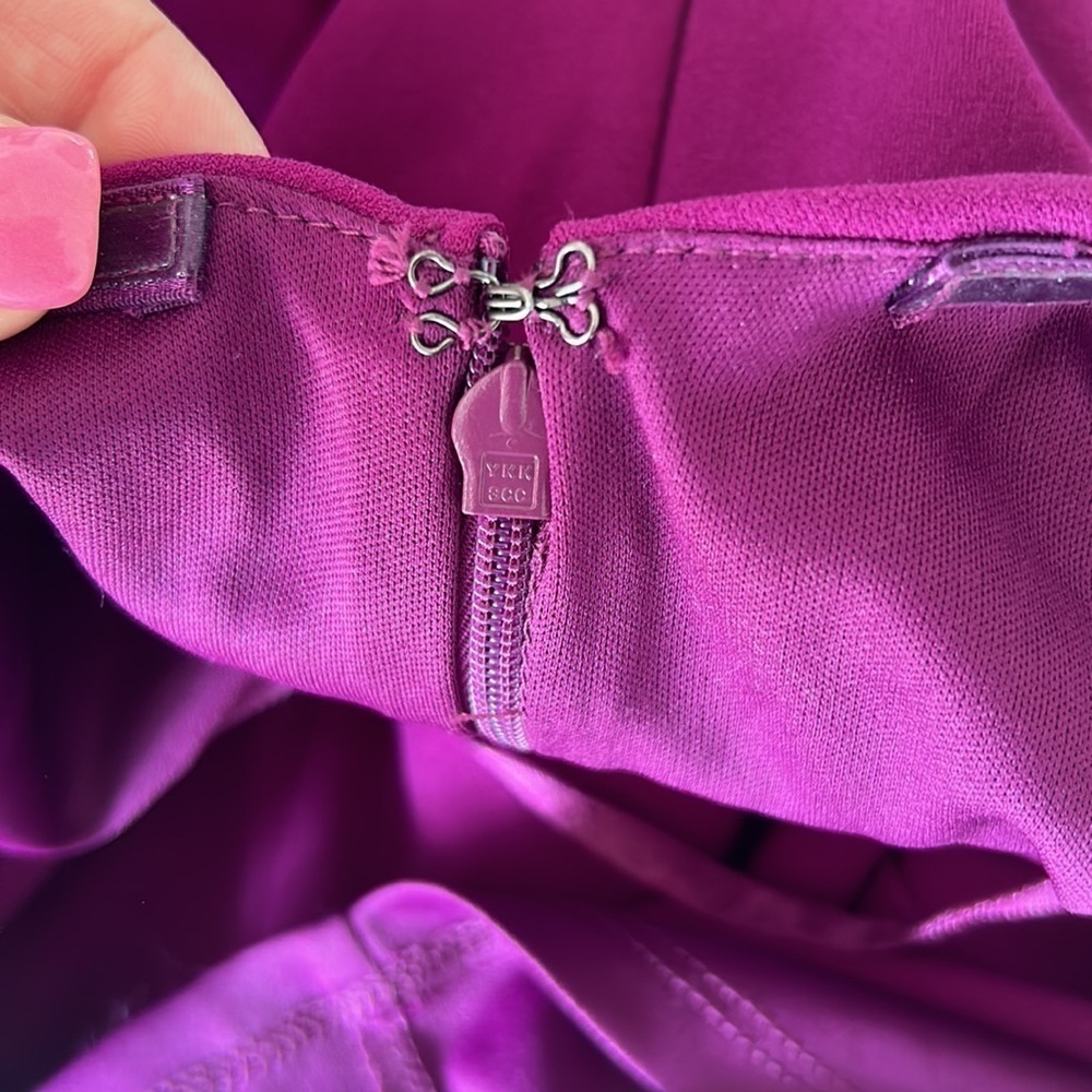 NWT Marina One Shoulder Fuchsia Bow Dress Size 14 - Picture 12 of 12